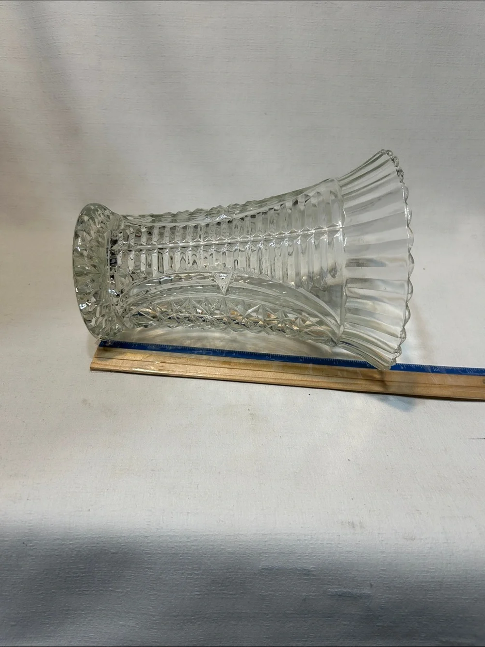 Vintage Anchor Hocking Clear Stars and Bars Glass Decorative Vase